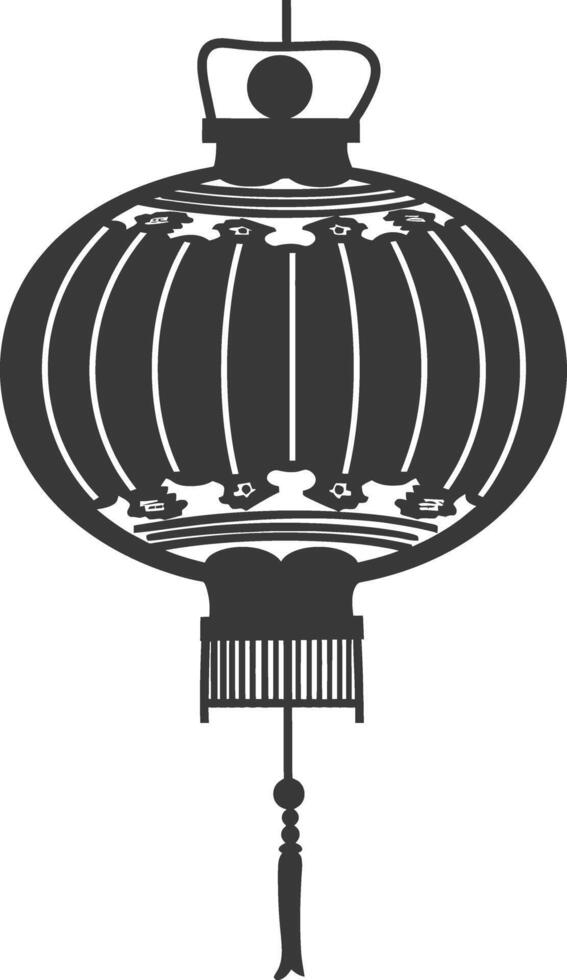 silhouette chinese traditional asian lantern black color only vector