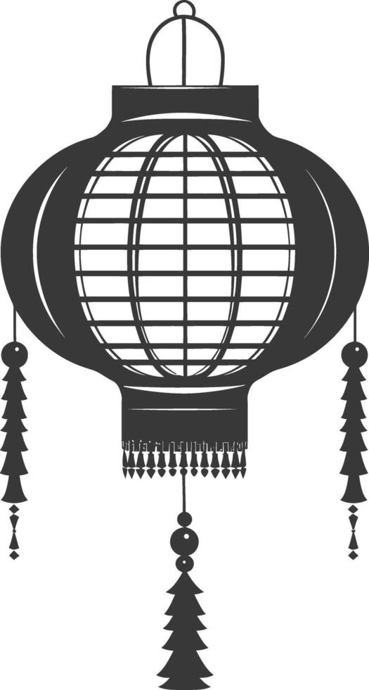 silhouette chinese traditional asian lantern black color only vector