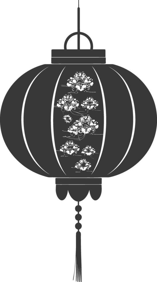 silhouette chinese traditional asian lantern black color only vector