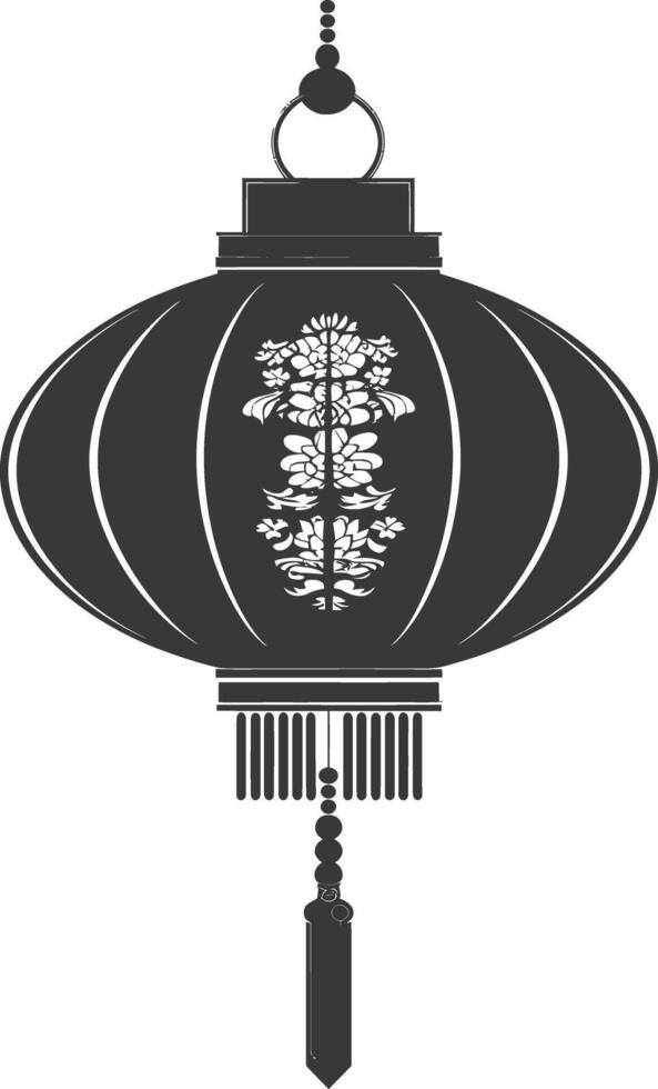 silhouette chinese traditional asian lantern black color only vector