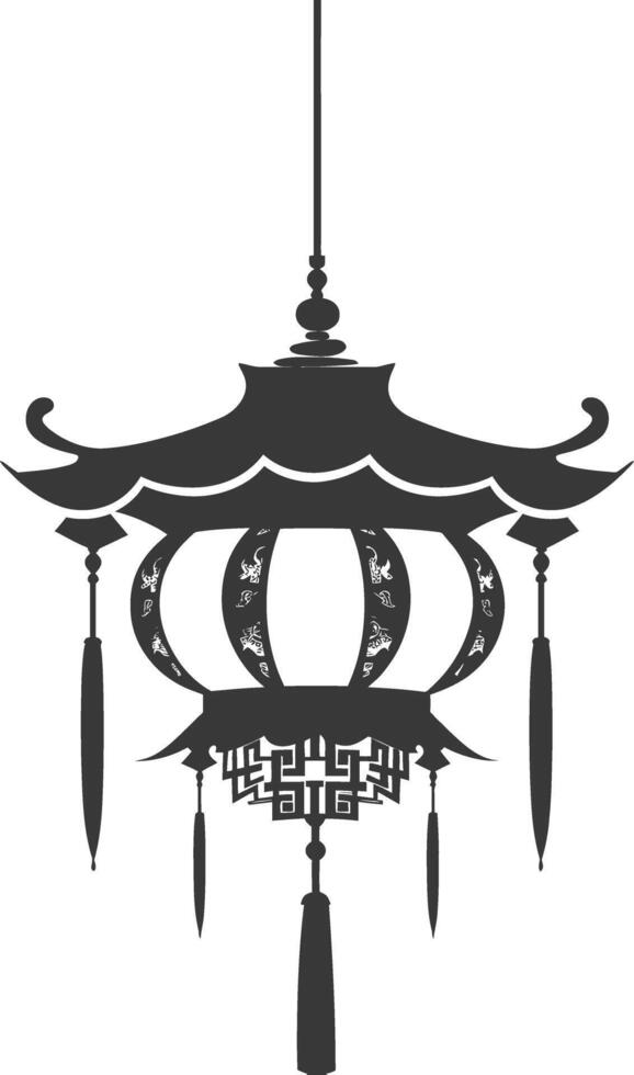 silueta chino tradicional asiático linterna negro color solamente vector