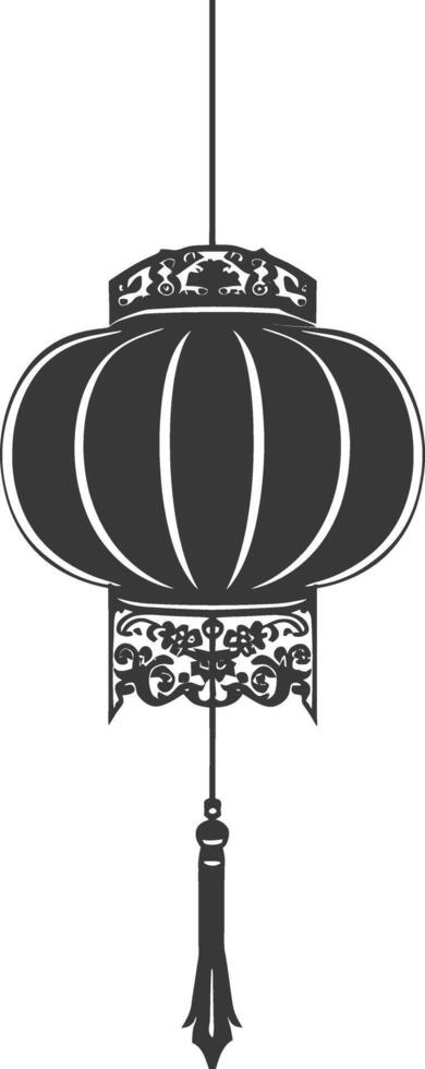 silhouette chinese traditional asian lantern black color only vector