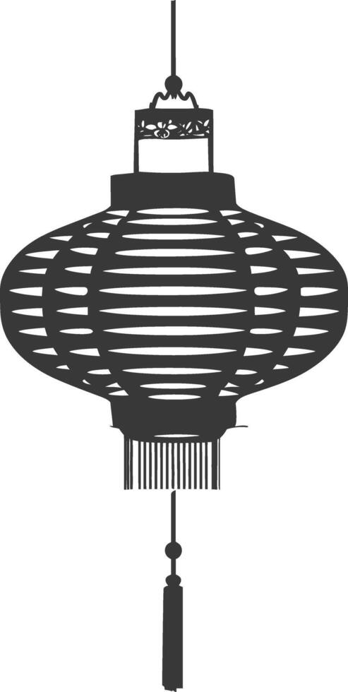 silhouette chinese traditional asian lantern black color only vector