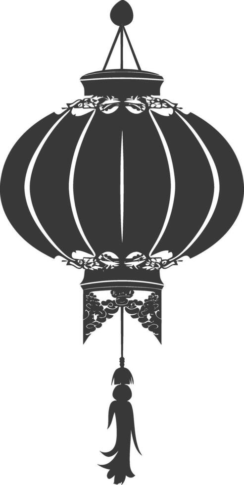 silhouette chinese traditional asian lantern black color only vector