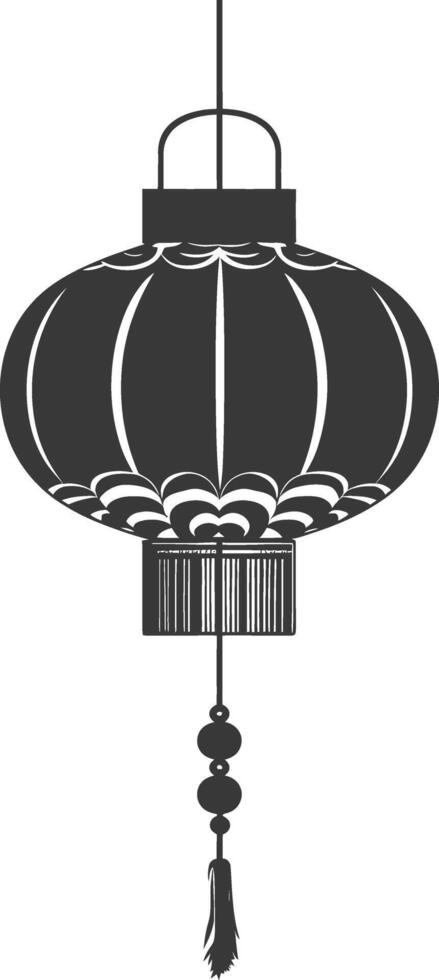 silhouette chinese traditional asian lantern black color only vector