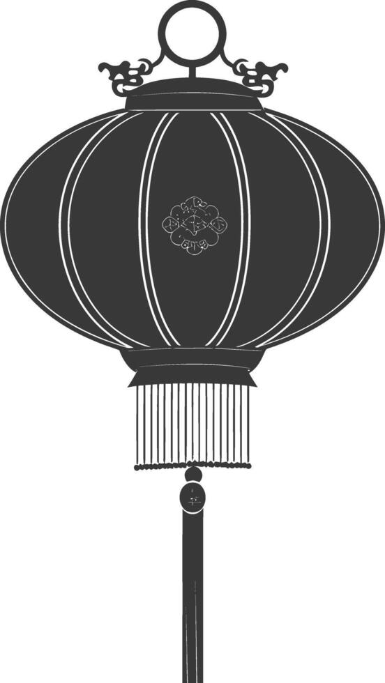 silhouette chinese traditional asian lantern black color only vector