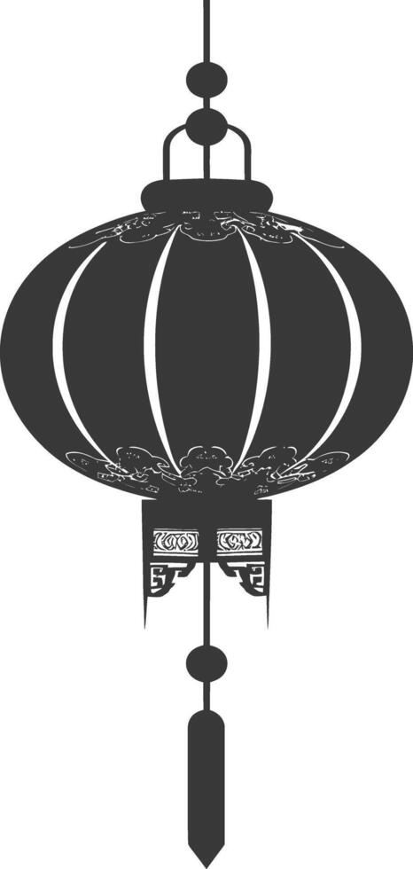 silhouette chinese traditional asian lantern black color only vector