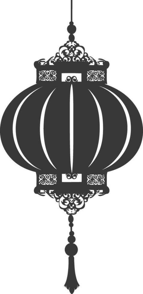 silhouette chinese traditional asian lantern black color only vector