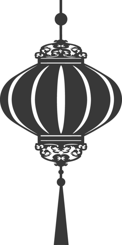 silhouette chinese traditional asian lantern black color only vector