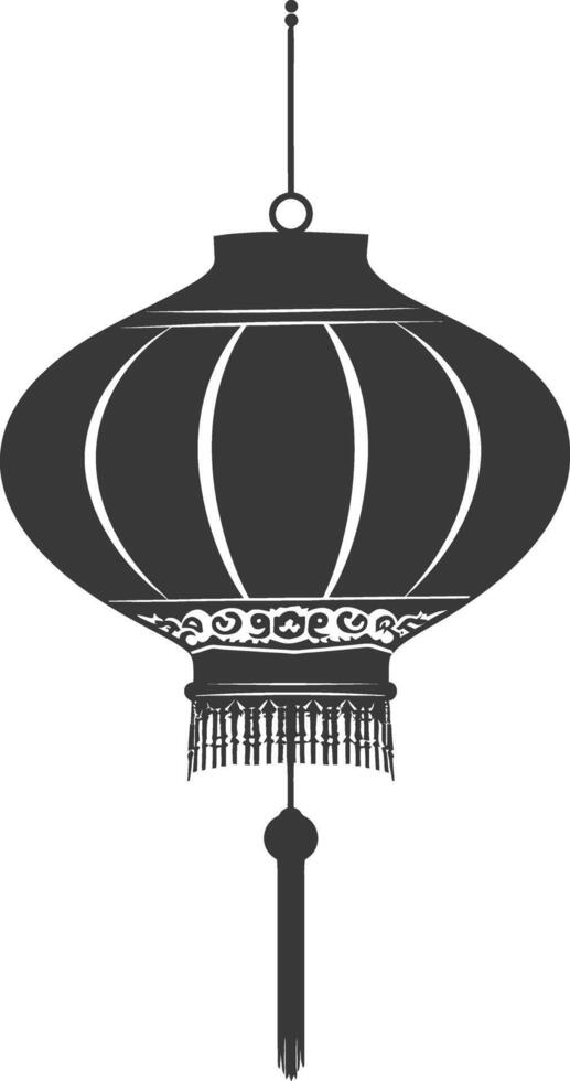 silhouette chinese traditional asian lantern black color only vector