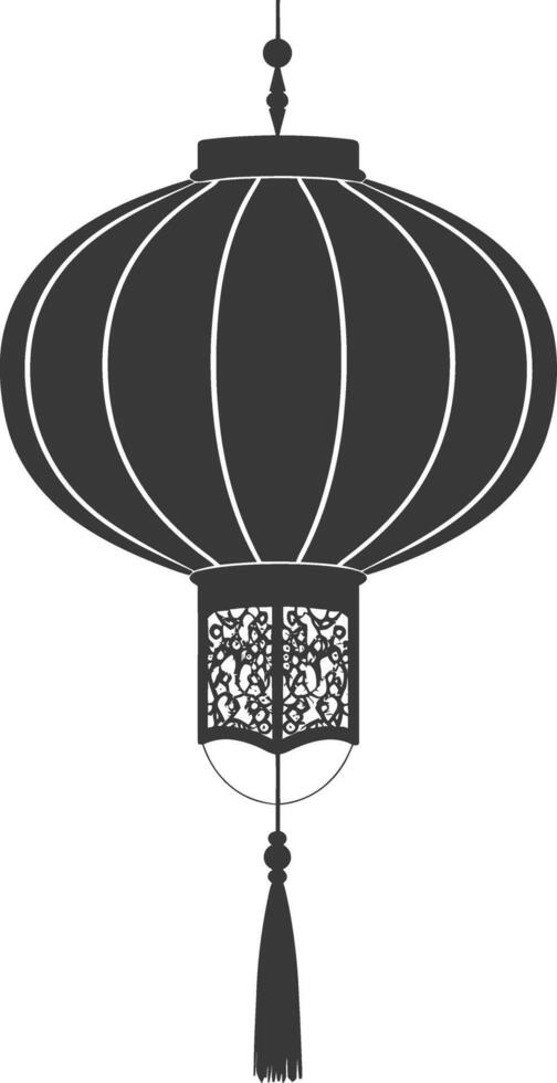 silhouette chinese traditional asian lantern black color only vector