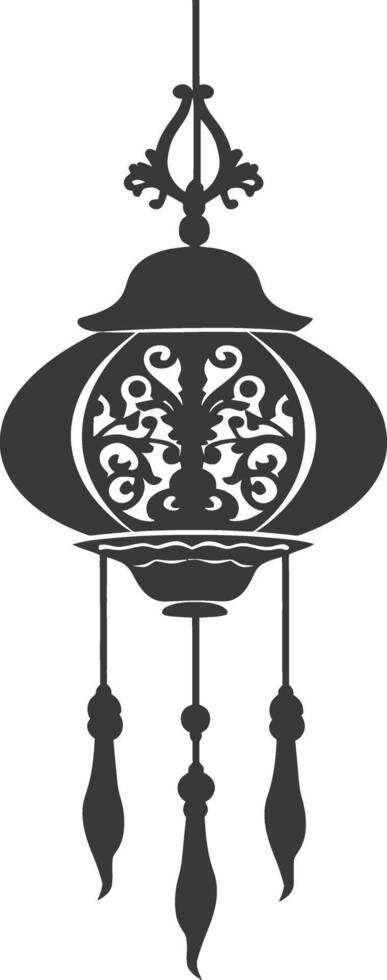 silhouette chinese traditional asian lantern black color only vector