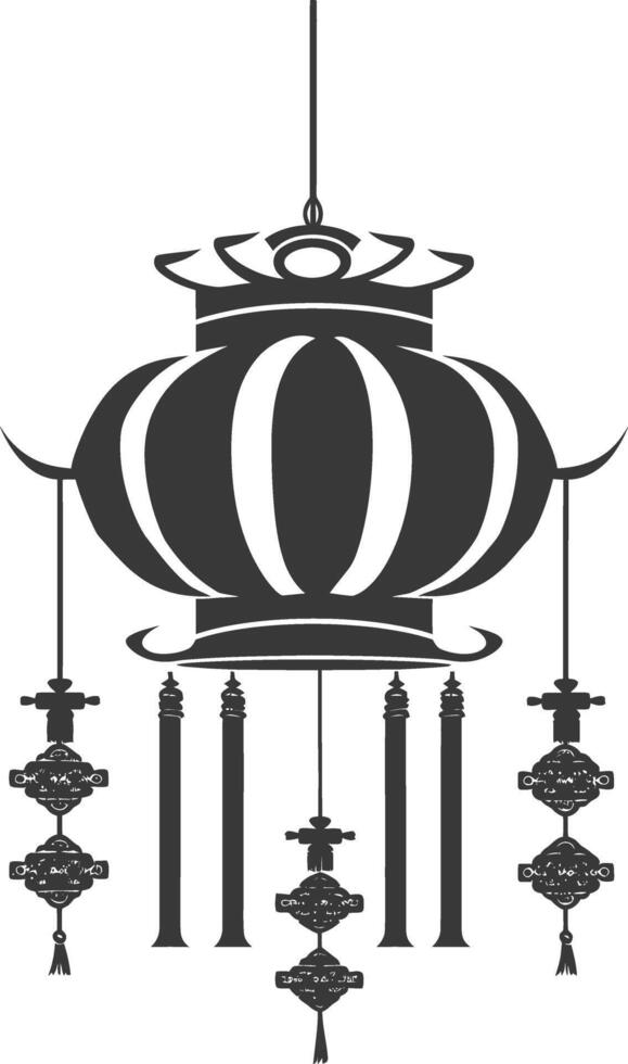 silhouette chinese traditional asian lantern black color only vector