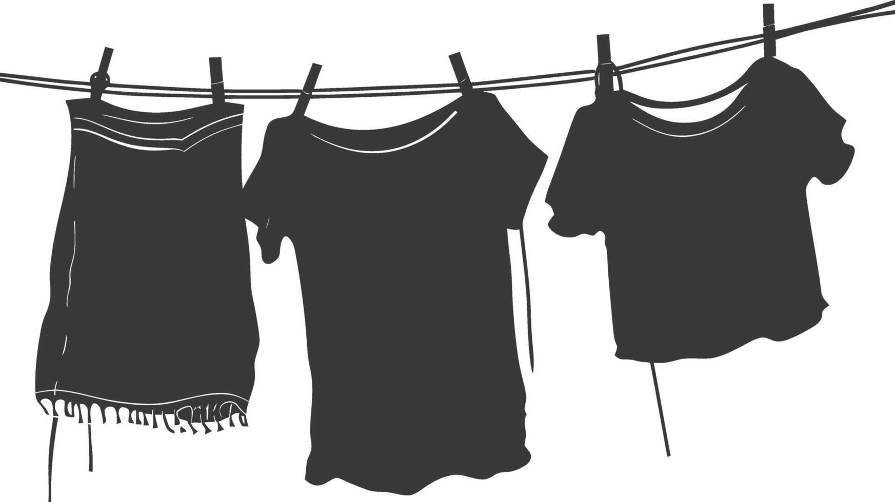 Silhouette clothesline for hanging clothes black color only vector