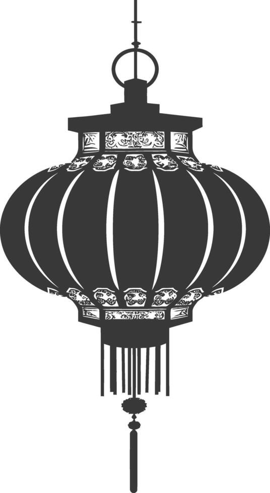 silhouette chinese traditional asian lantern black color only vector