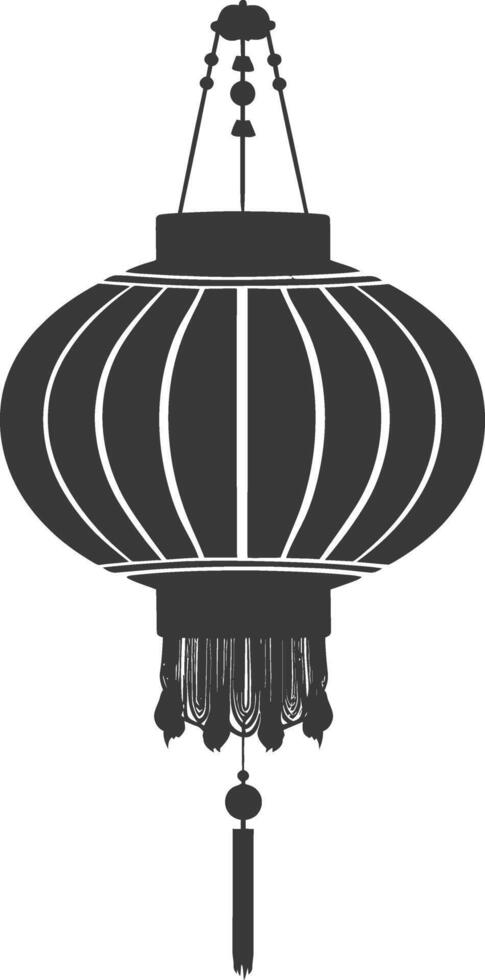 silhouette chinese traditional asian lantern black color only vector
