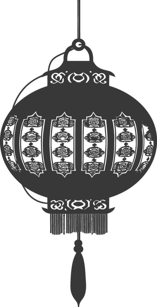 silhouette chinese traditional asian lantern black color only vector