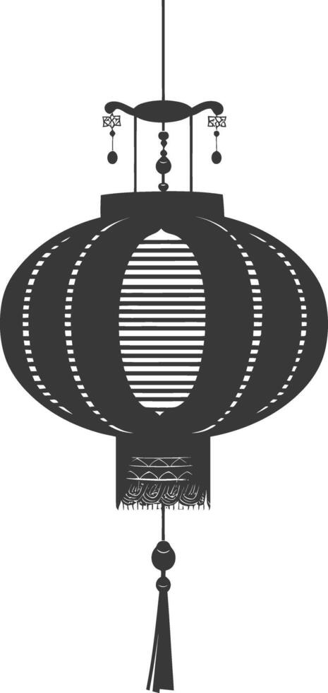 silhouette chinese traditional asian lantern black color only vector