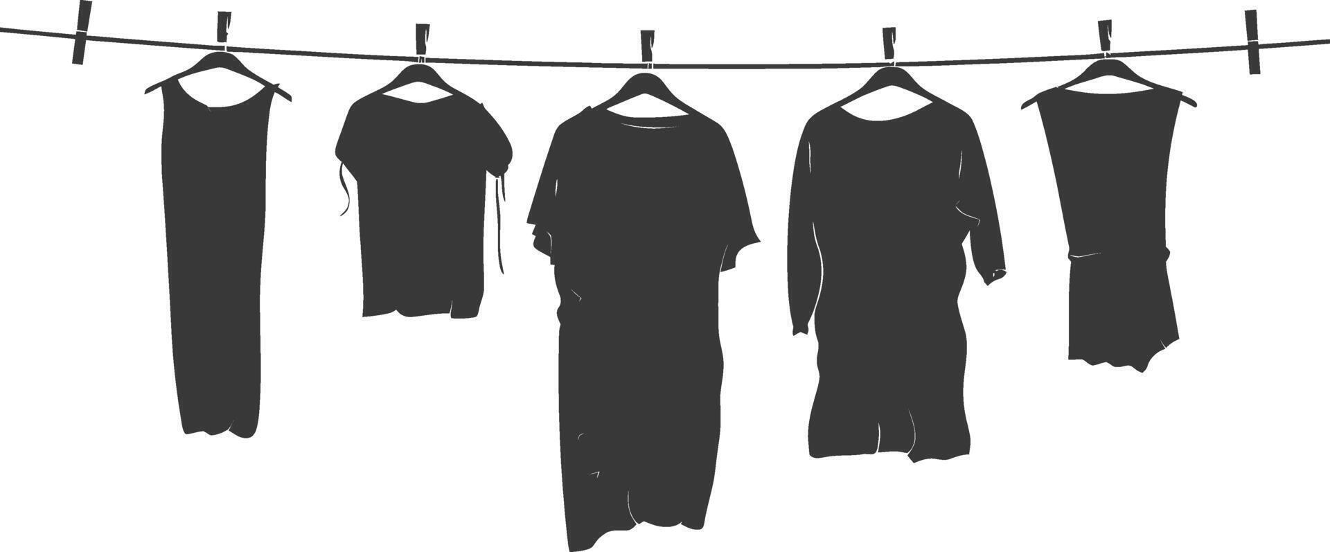 Silhouette clothesline for hanging clothes black color only vector