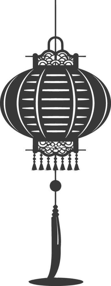 silhouette chinese traditional asian lantern black color only vector