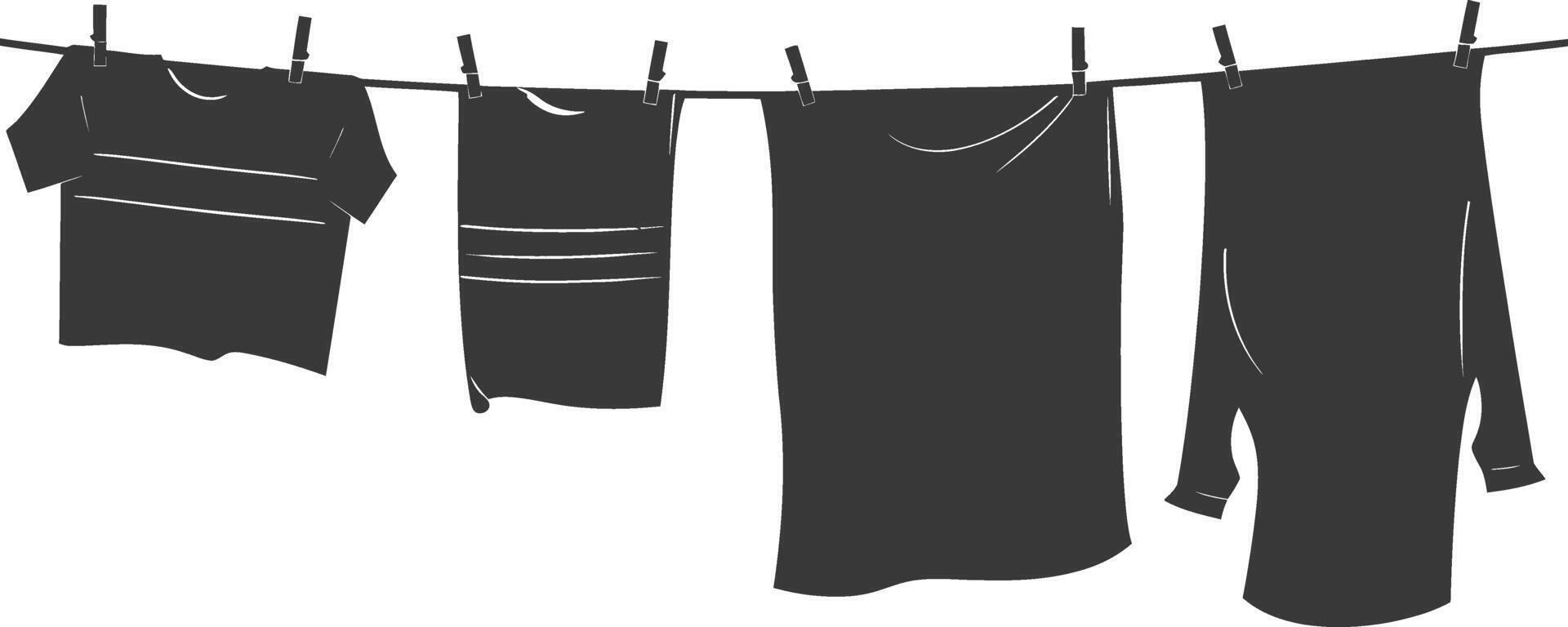 Silhouette clothesline for hanging clothes black color only vector