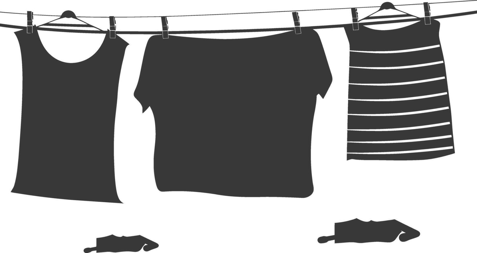 Silhouette clothesline for hanging clothes black color only vector