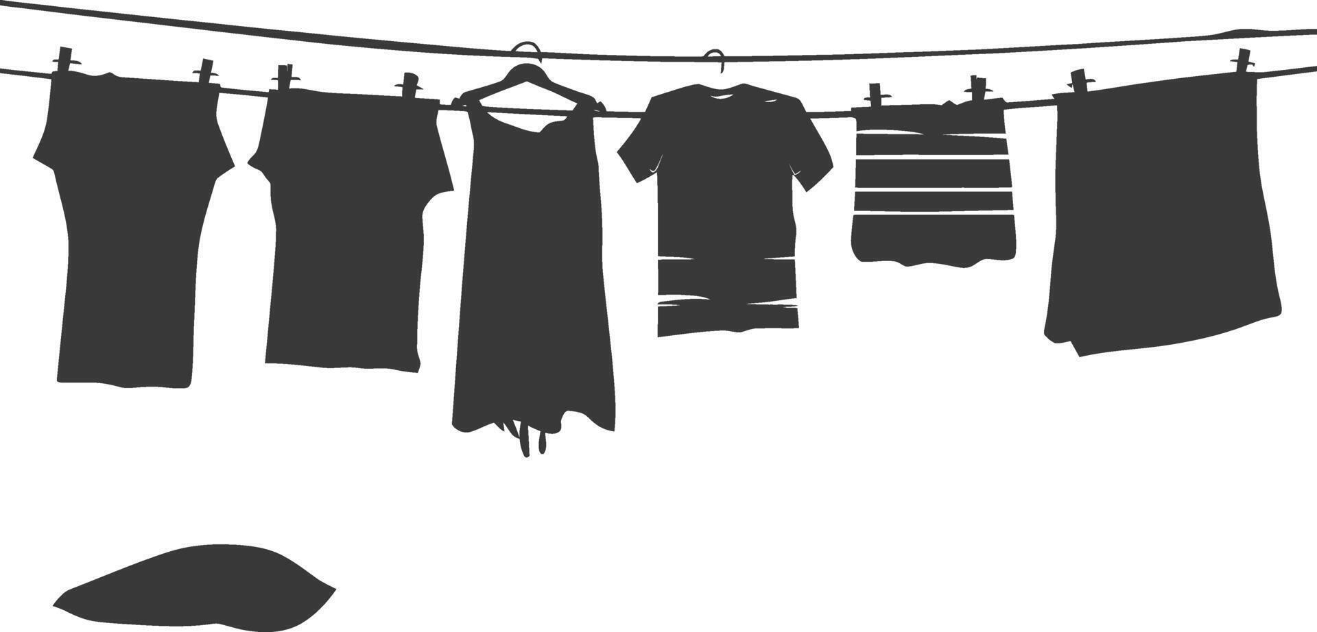 Silhouette clothesline for hanging clothes black color only vector