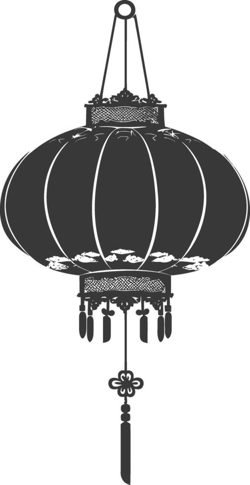 silhouette chinese traditional asian lantern black color only vector