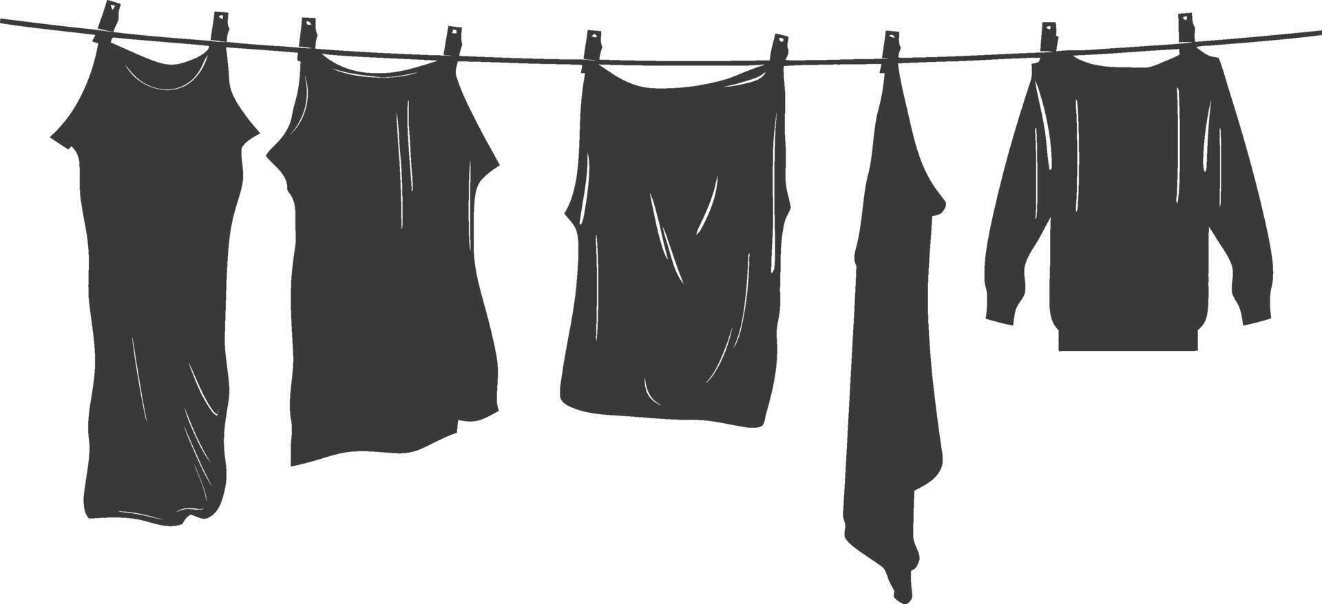 Silhouette clothesline for hanging clothes black color only vector