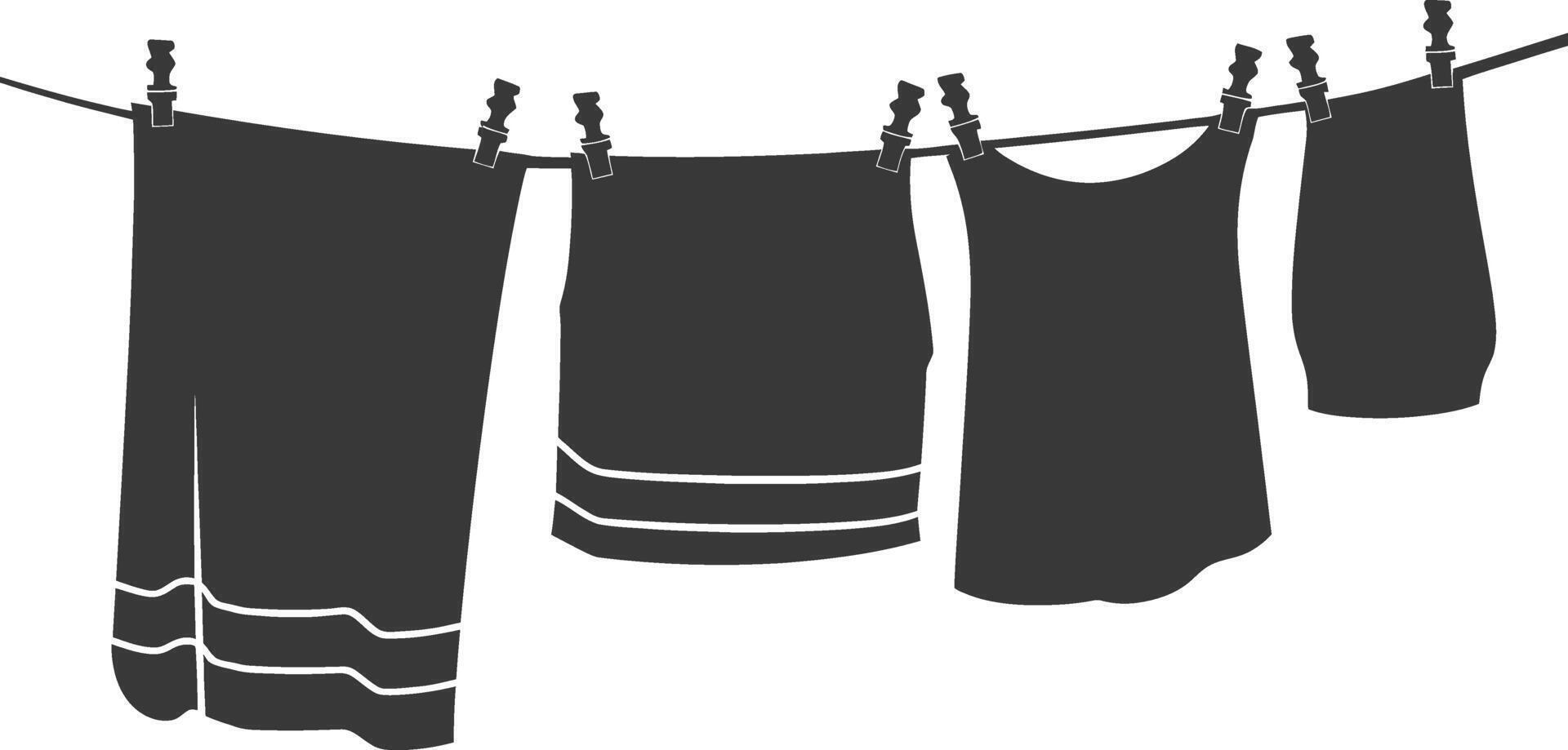 Silhouette clothesline for hanging clothes black color only vector