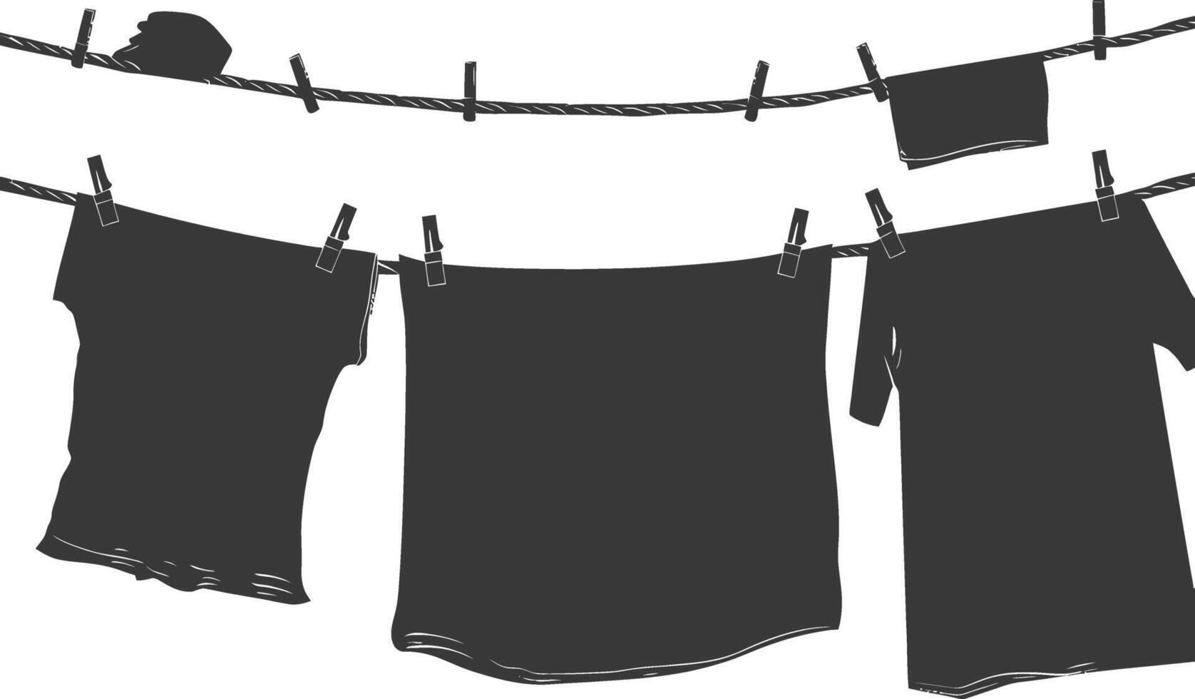 Silhouette clothesline for hanging clothes black color only vector