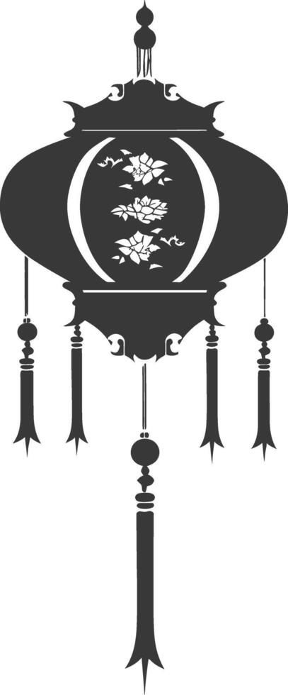 silhouette chinese traditional asian lantern black color only vector