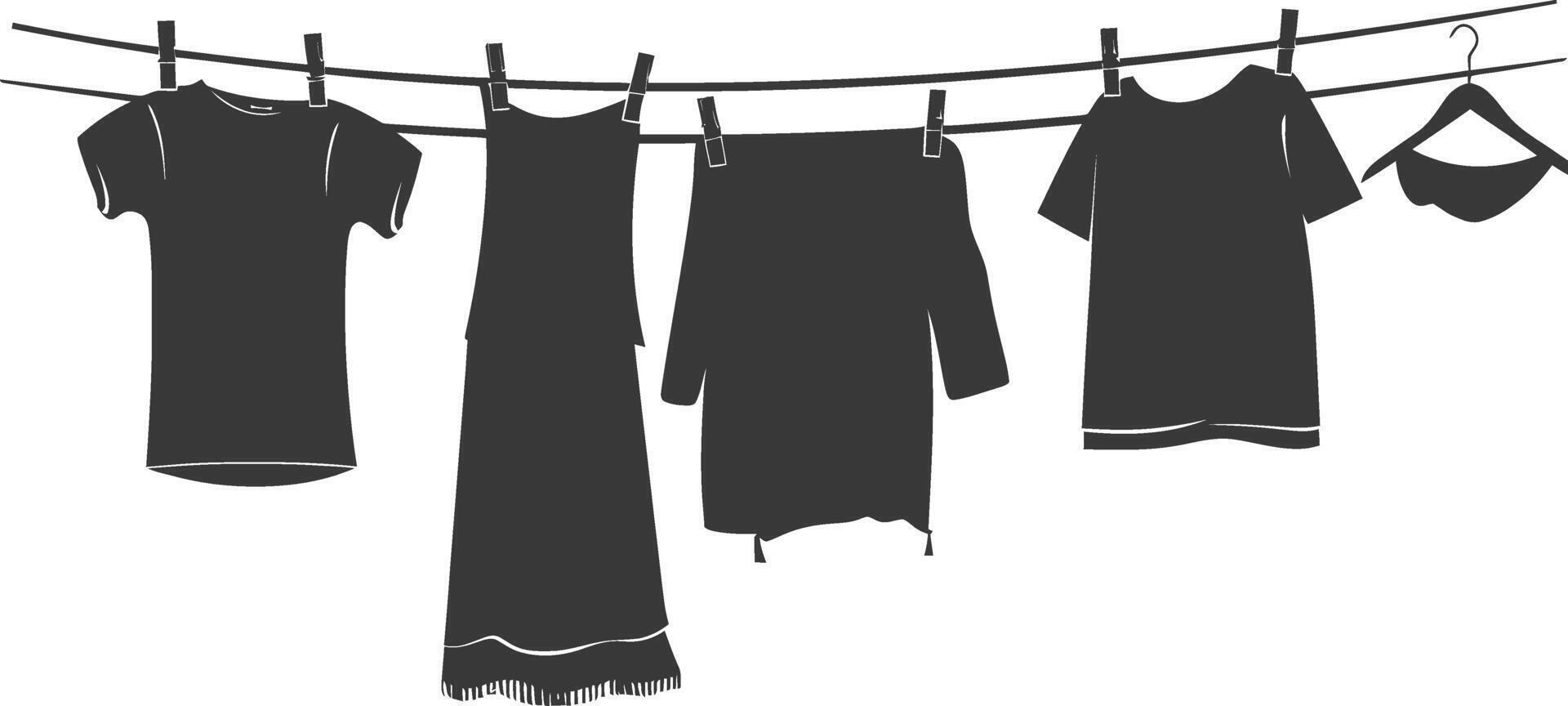 Silhouette clothesline for hanging clothes black color only vector