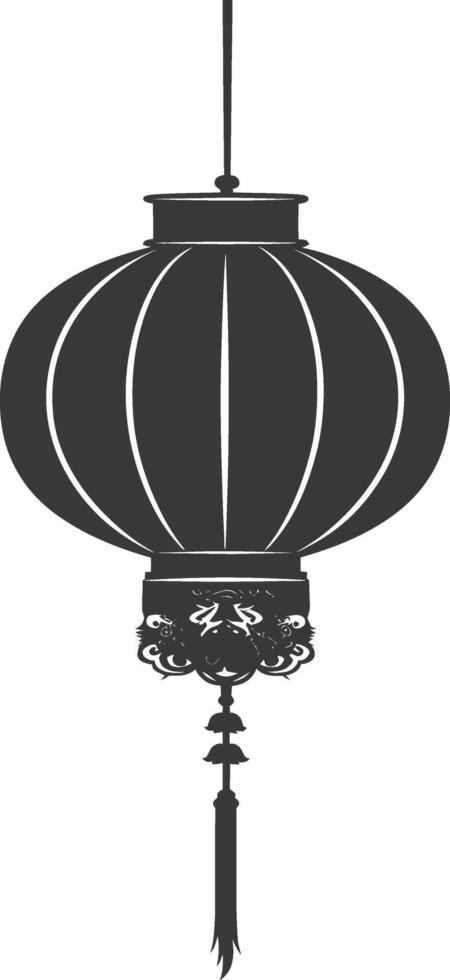 silhouette chinese traditional asian lantern black color only vector