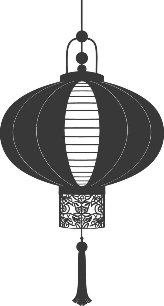 silhouette chinese traditional asian lantern black color only vector