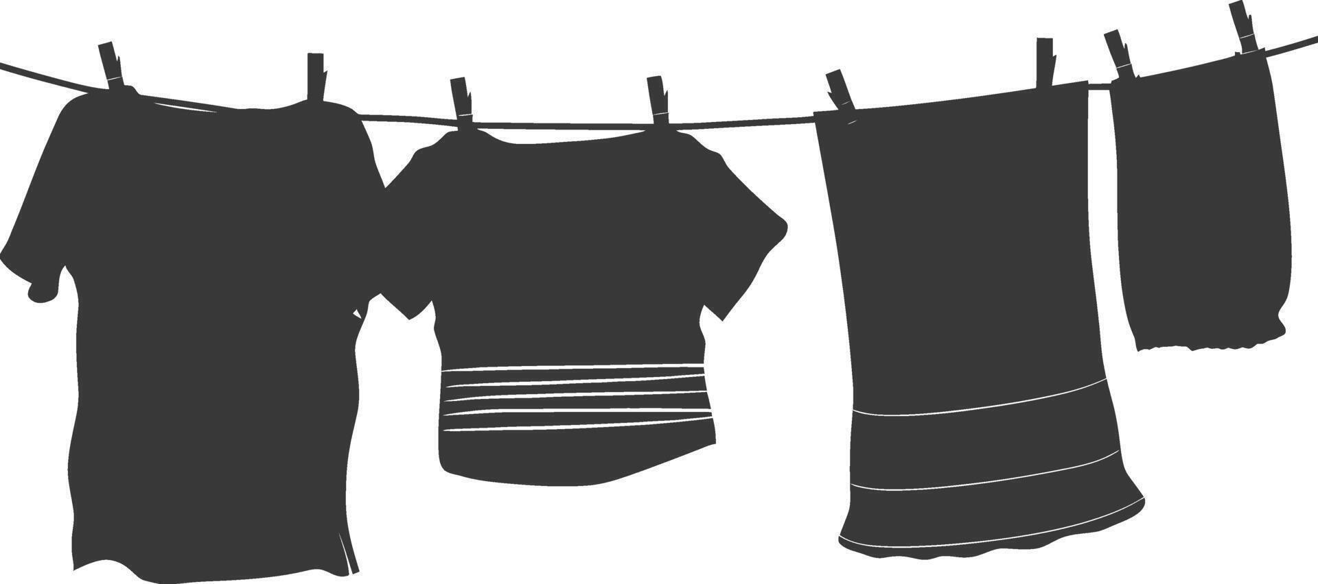 Silhouette clothesline for hanging clothes black color only vector