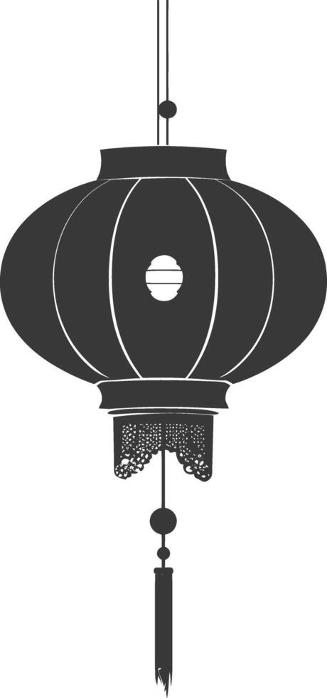 silhouette chinese traditional asian lantern black color only vector