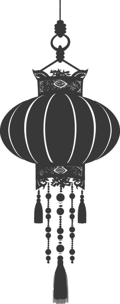 silhouette chinese traditional asian lantern black color only vector