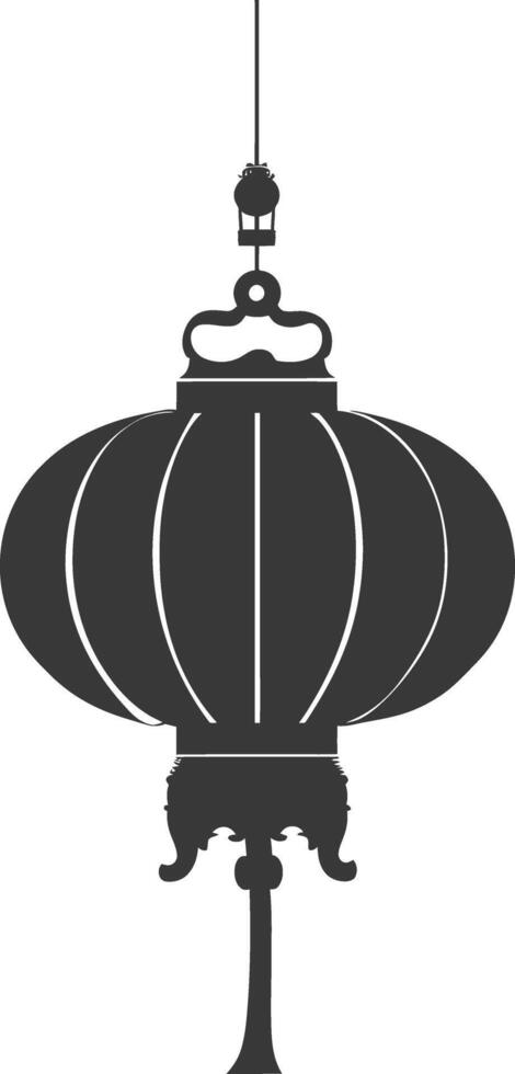 silhouette chinese traditional asian lantern black color only vector