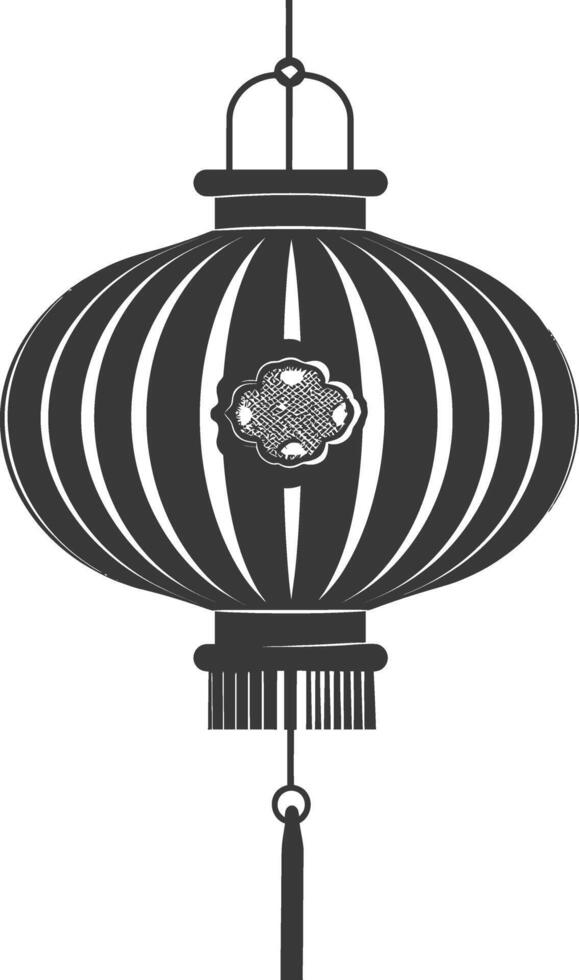 silhouette chinese traditional asian lantern black color only vector