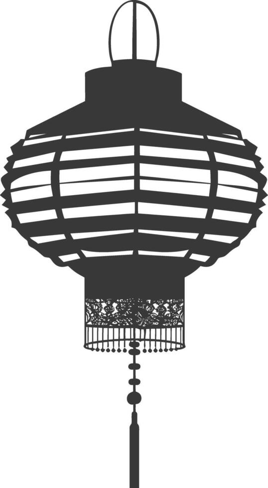 silhouette chinese traditional asian lantern black color only vector