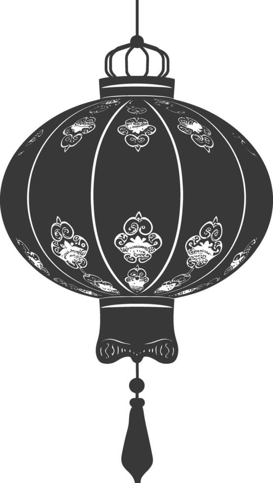 silhouette chinese traditional asian lantern black color only vector