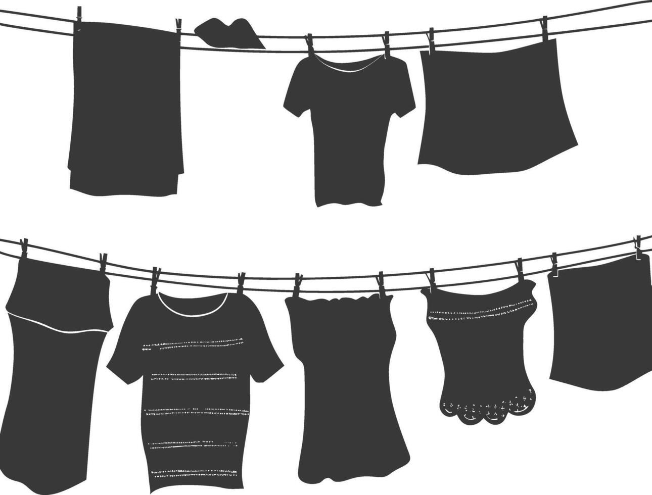 Silhouette clothesline for hanging clothes black color only vector