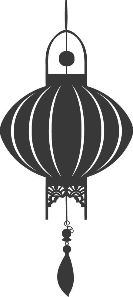 silhouette chinese traditional asian lantern black color only vector