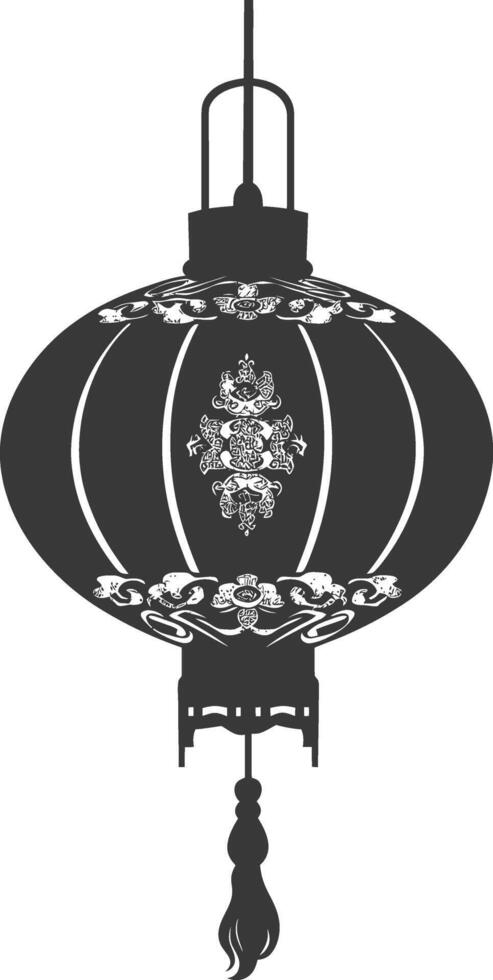 silhouette chinese traditional asian lantern black color only vector