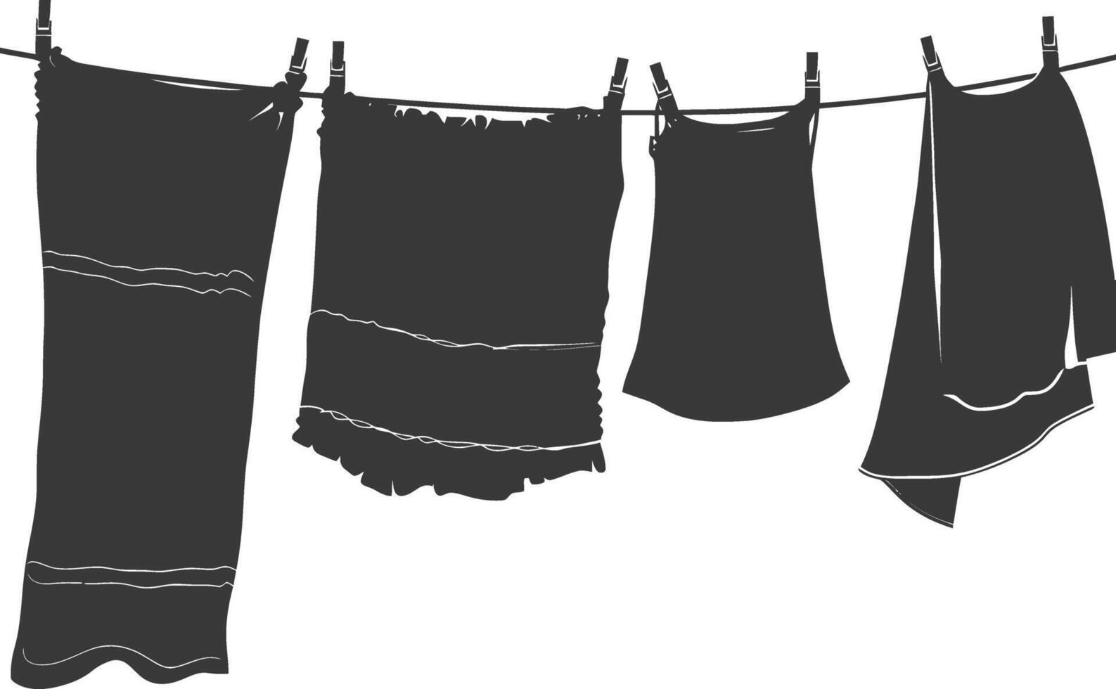 Silhouette clothesline for hanging clothes black color only vector