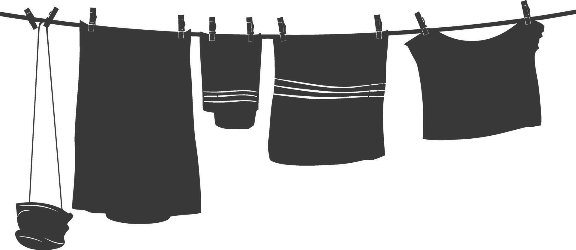 Silhouette clothesline for hanging clothes black color only vector