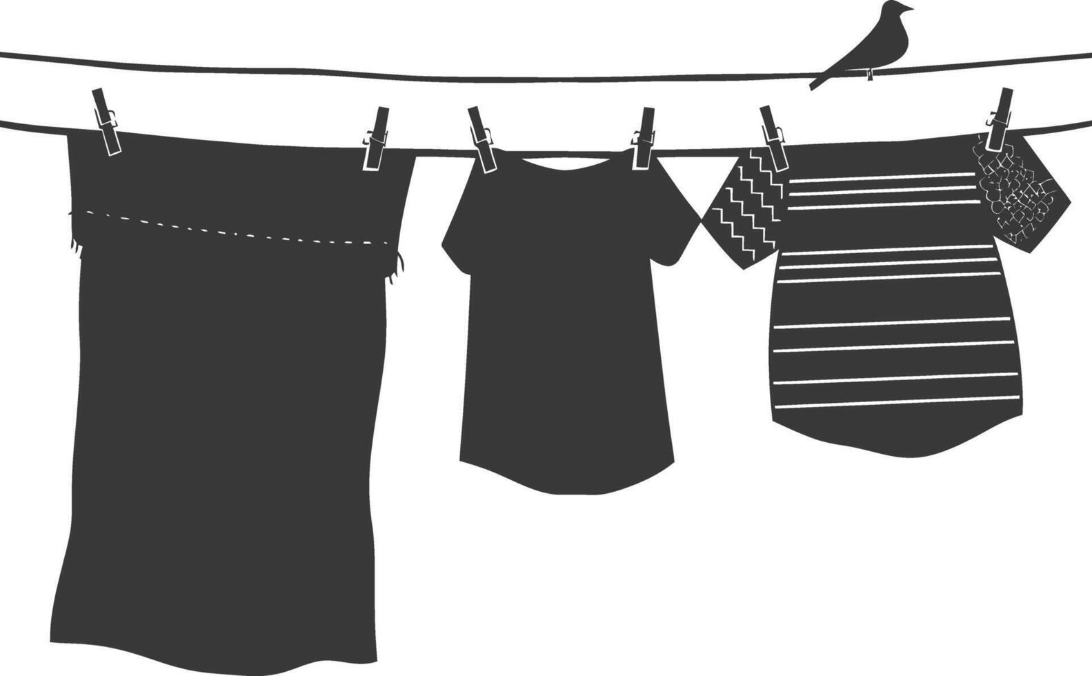 Silhouette clothesline for hanging clothes black color only vector