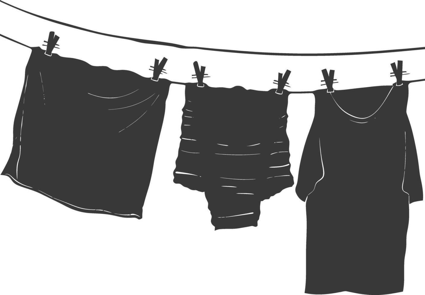Silhouette clothesline for hanging clothes black color only vector