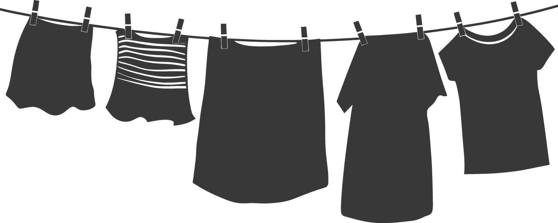Silhouette clothesline for hanging clothes black color only vector
